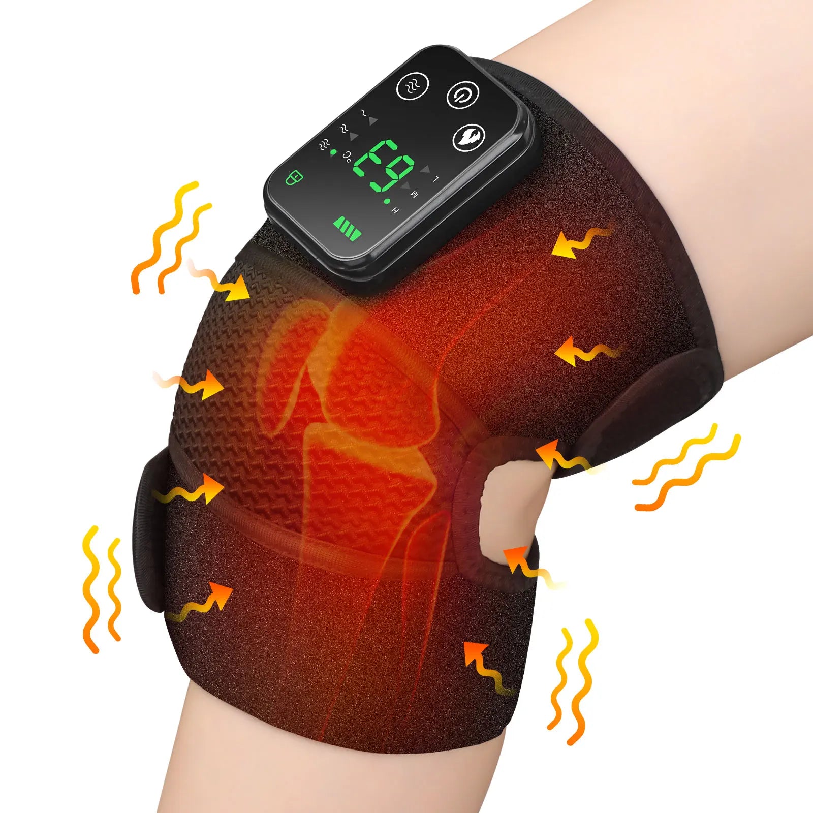 Heated Massage Shoulder Pad with 3 Temperature Settings, Vibration Modes, and Digital Controller - Black/Grey