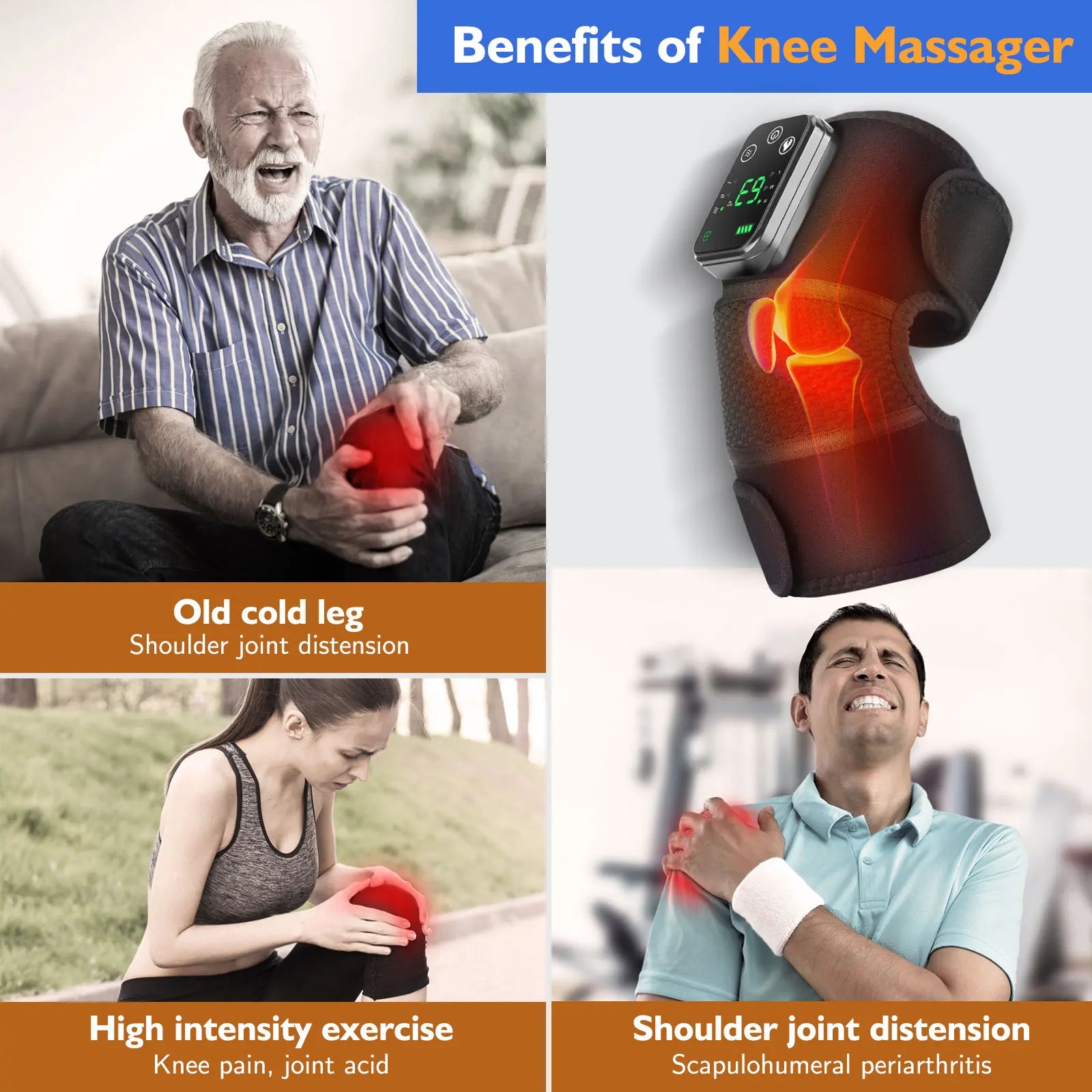 Heated Massage Shoulder Pad with 3 Temperature Settings, Vibration Modes, and Digital Controller - Black/Grey