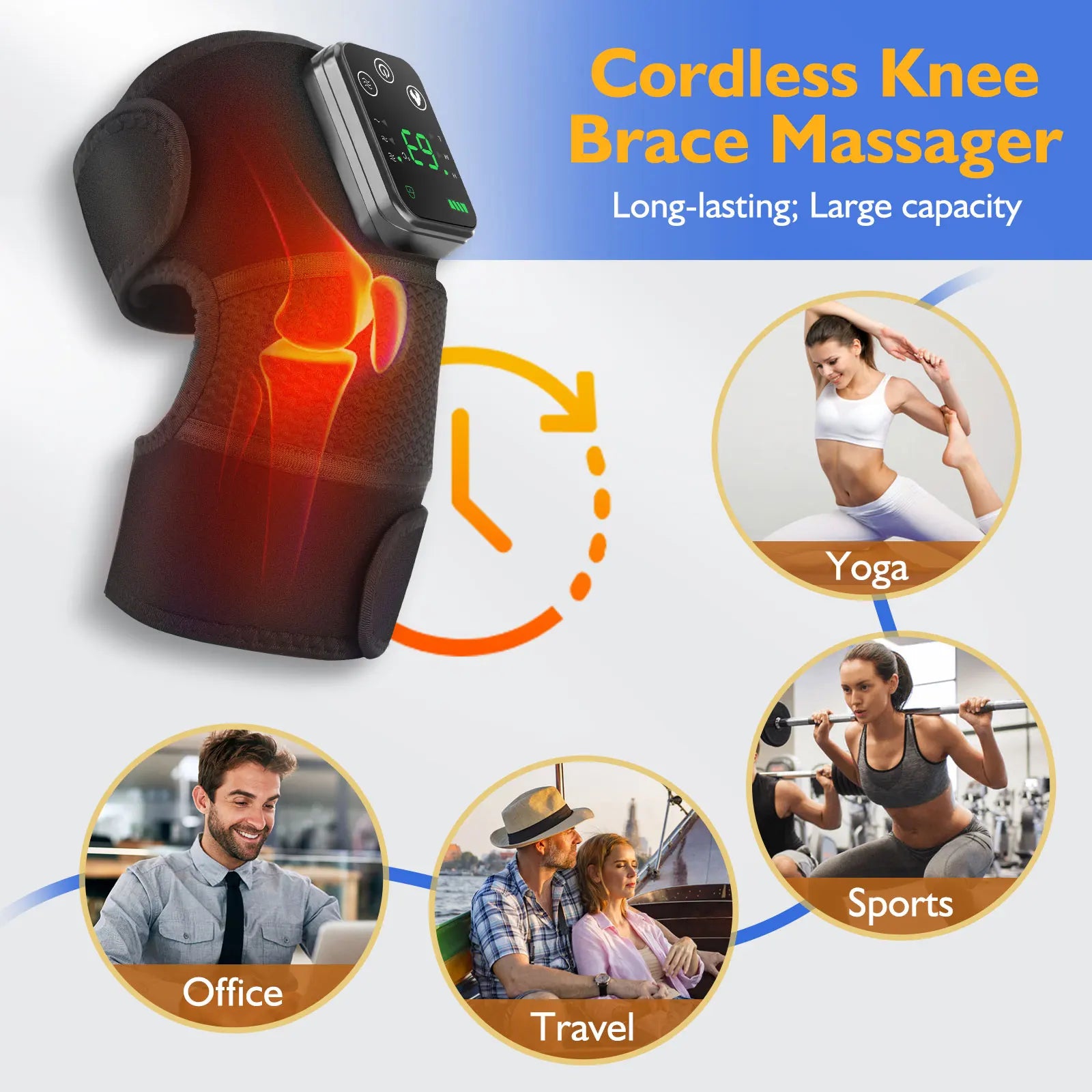 Heated Massage Shoulder Pad with 3 Temperature Settings, Vibration Modes, and Digital Controller - Black/Grey