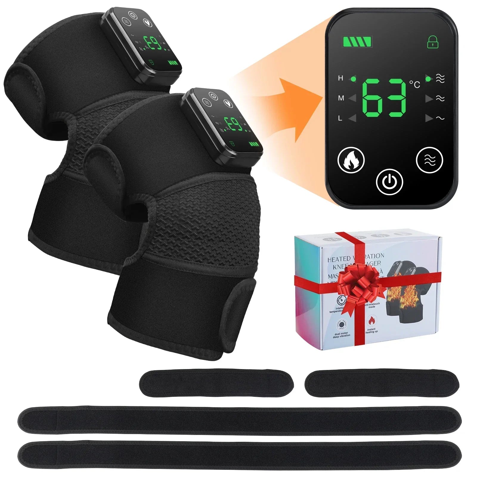 Heated Massage Shoulder Pad with 3 Temperature Settings, Vibration Modes, and Digital Controller - Black/Grey