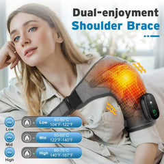 Heated Massage Shoulder Pad with 3 Temperature Settings, Vibration Modes, and Digital Controller - Black/Grey