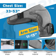 Heated Massage Shoulder Pad with 3 Temperature Settings, Vibration Modes, and Digital Controller - Black/Grey