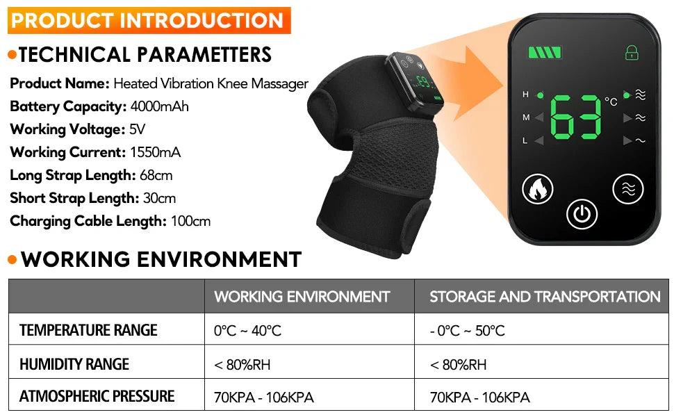 Electric Heating Shoulder Massager Pad with Vibration & Hot Compress for Knee, Elbow, & Shoulder Relief