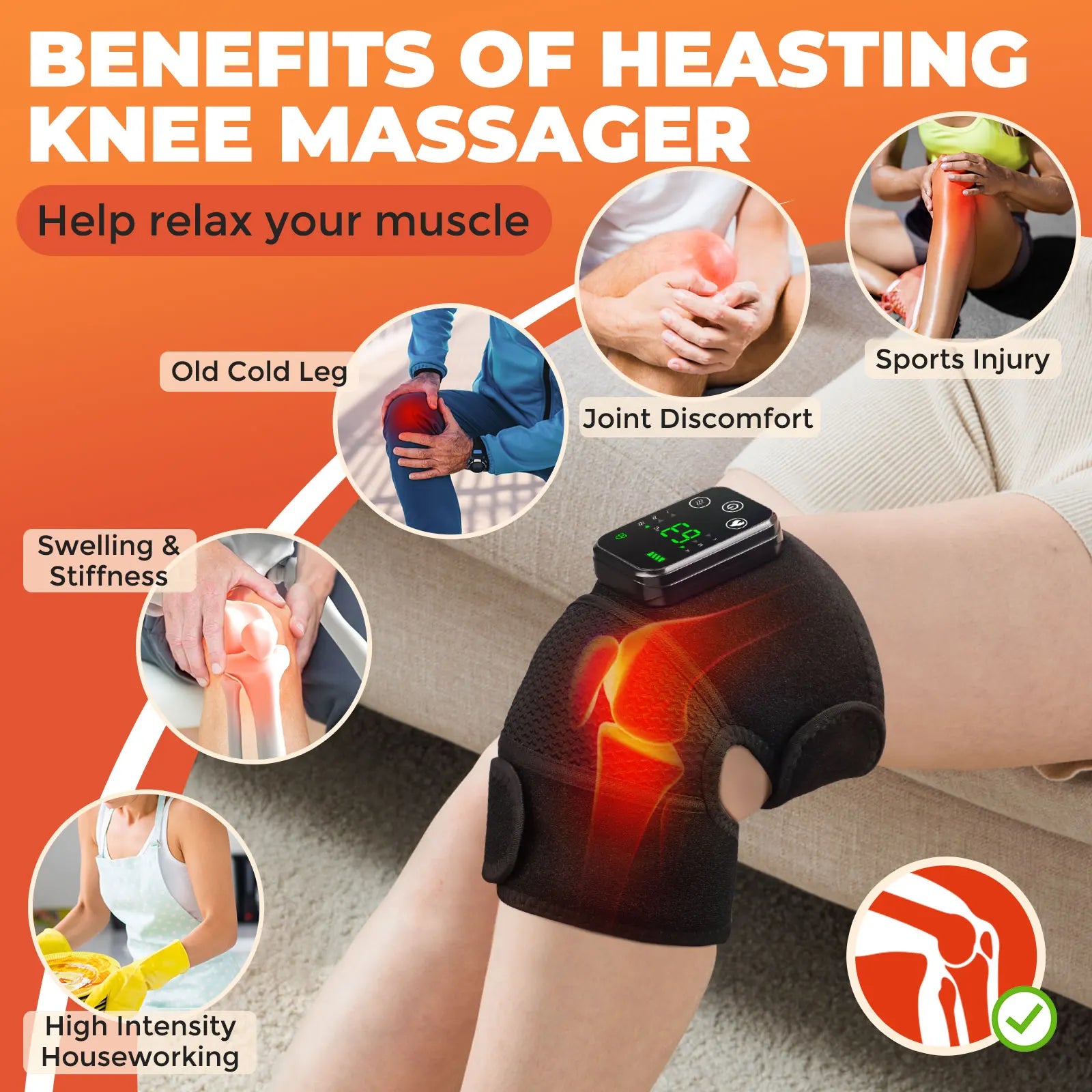 Electric Heating Shoulder Massager Pad with Vibration & Hot Compress for Knee, Elbow, & Shoulder Relief