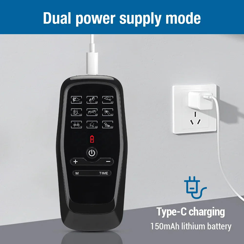TENS EMS Massage Device with 9 Modes, Dual Output, 30 Intensity Levels, Rechargeable, for Pain Relief & Muscle Recovery