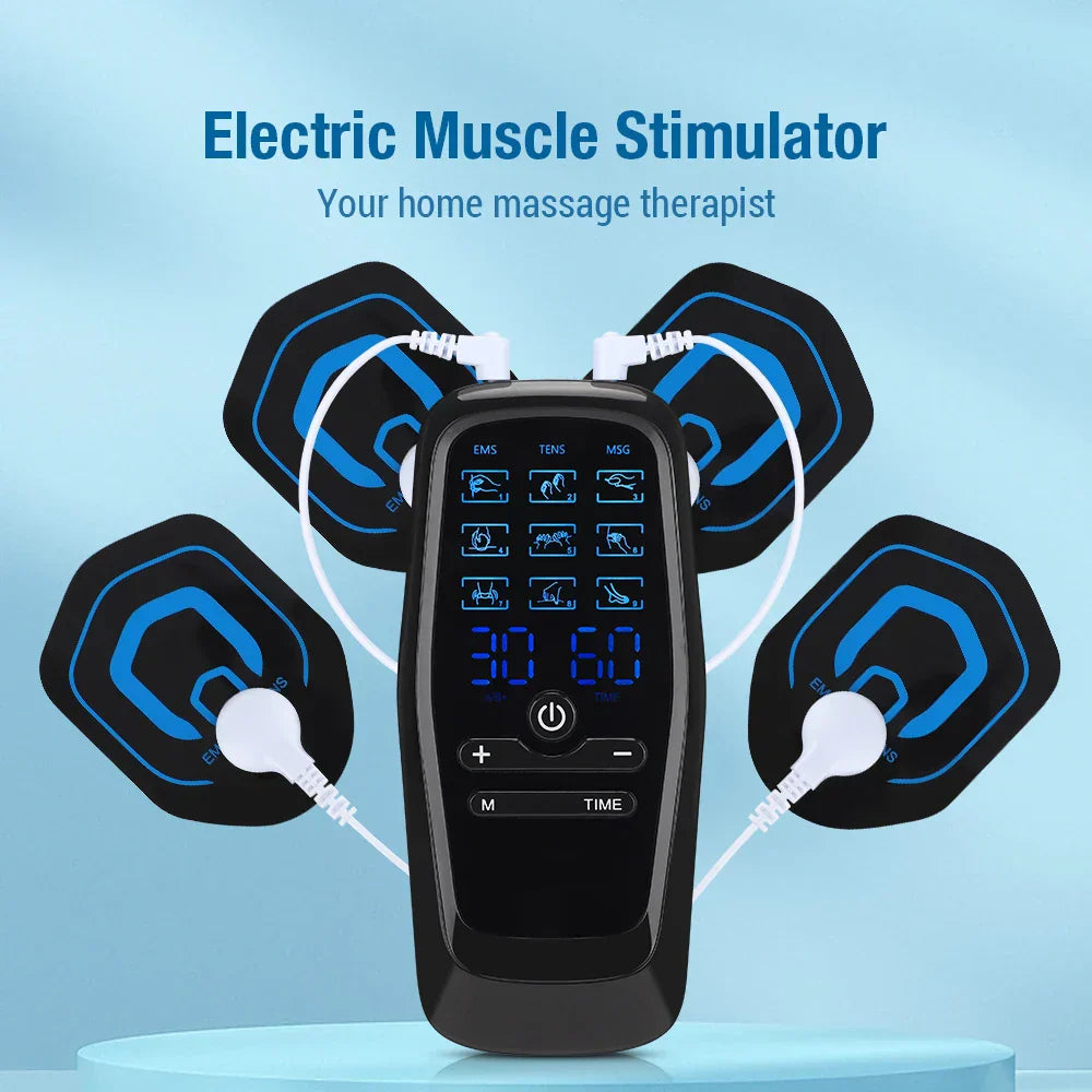 TENS EMS Massage Device with 9 Modes, Dual Output, 30 Intensity Levels, Rechargeable, for Pain Relief & Muscle Recovery