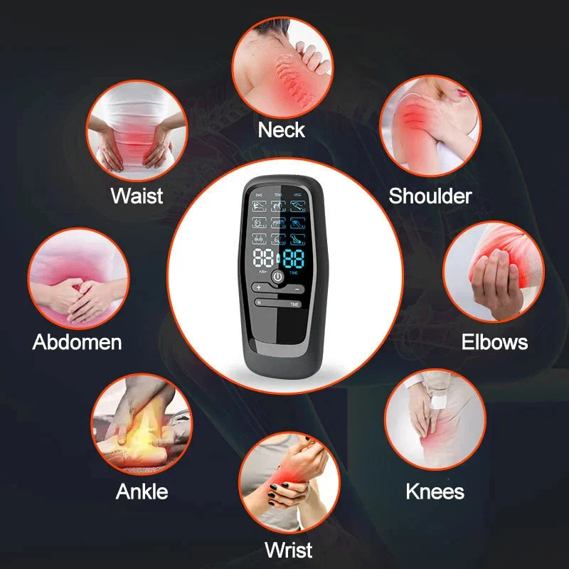 Multi-Functional TENS Electric Massager with 6 Modes, 19 Intensity Levels for Pain Relief - Long Battery Life & Hydrogel Pads