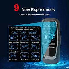Multi-Functional TENS Electric Massager with 6 Modes, 19 Intensity Levels for Pain Relief - Long Battery Life & Hydrogel Pads