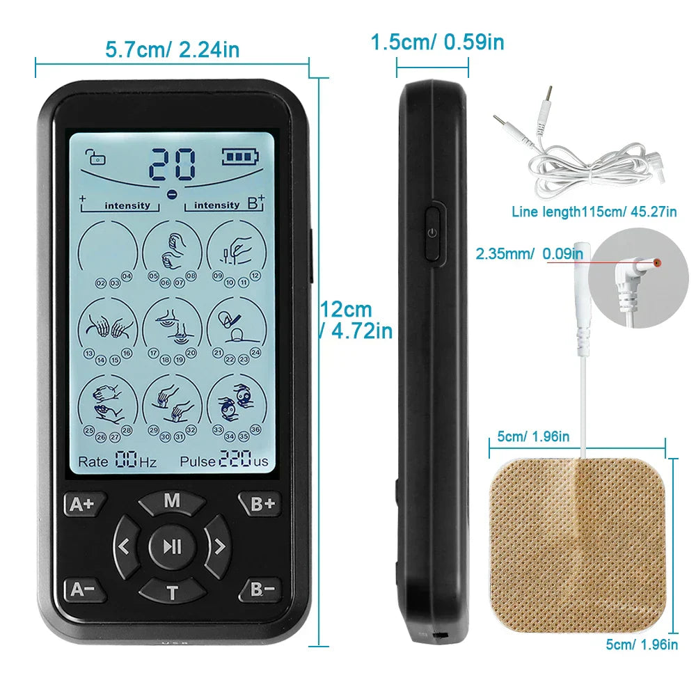 Portable TENS & Muscle Stimulator - DC3.7V Battery, Multifunctional Pain Relief Device for Home Use