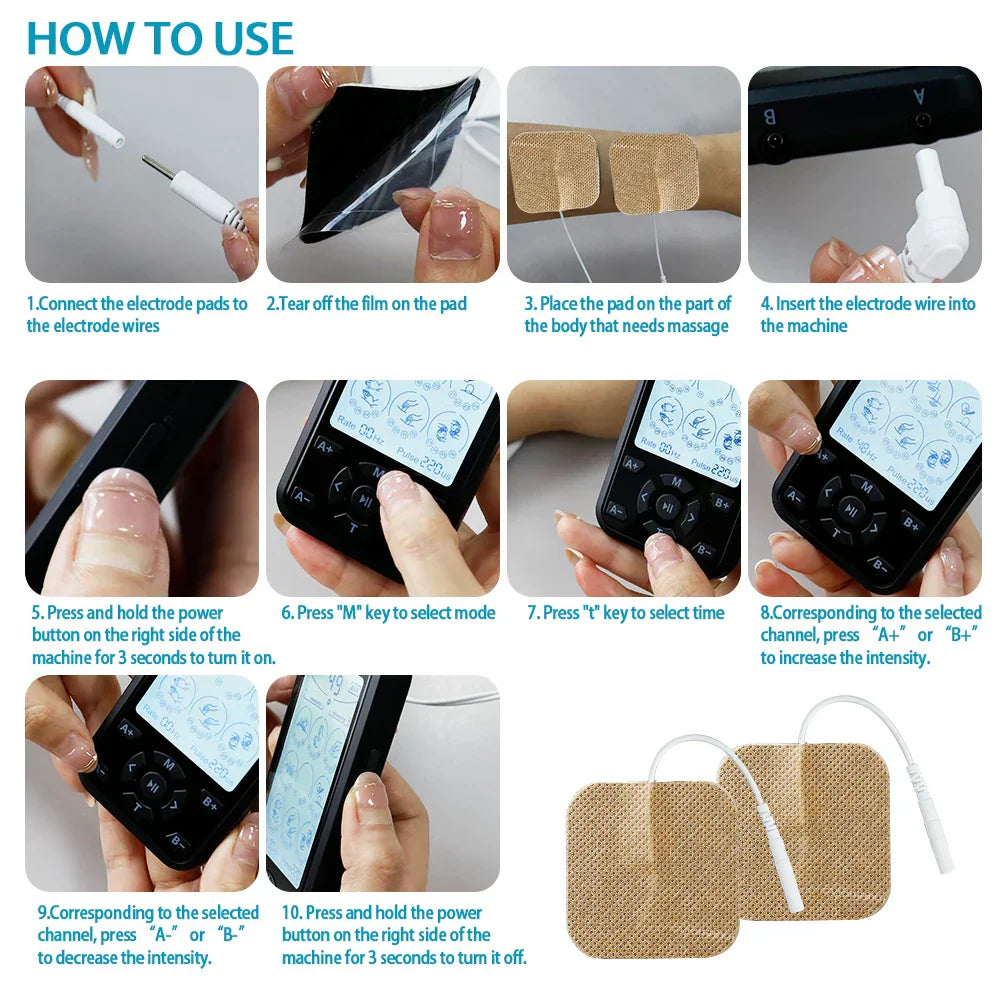 Portable TENS & Muscle Stimulator - DC3.7V Battery, Multifunctional Pain Relief Device for Home Use