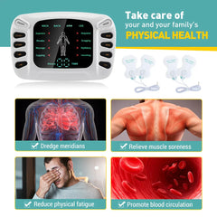 Dual Output EMS Machine - 8 Pads Muscle Stimulator for Neck, Back & Full Body Massage, 15 Intensity Levels, Easy to Use