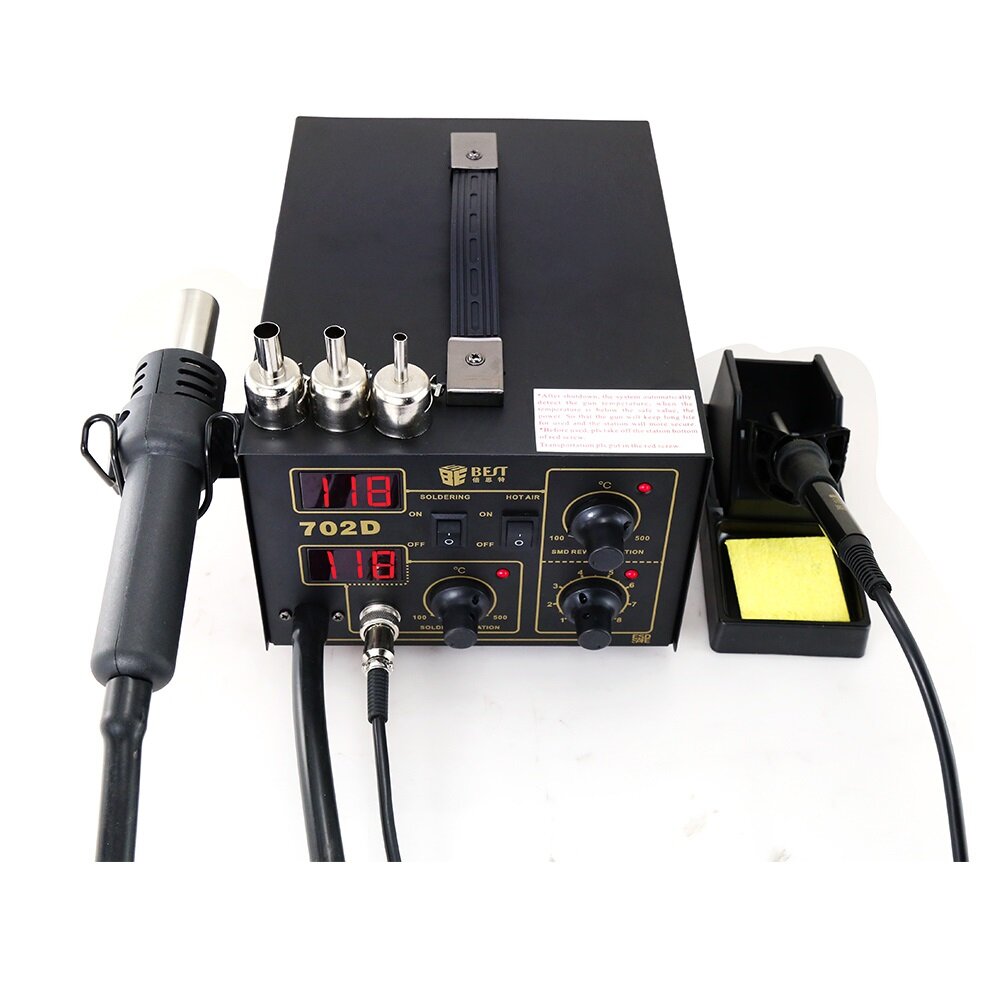 2 In 1 650W High Power Hot Air Gun Soldering Rework Station with Digital Display with 3 Nozzles