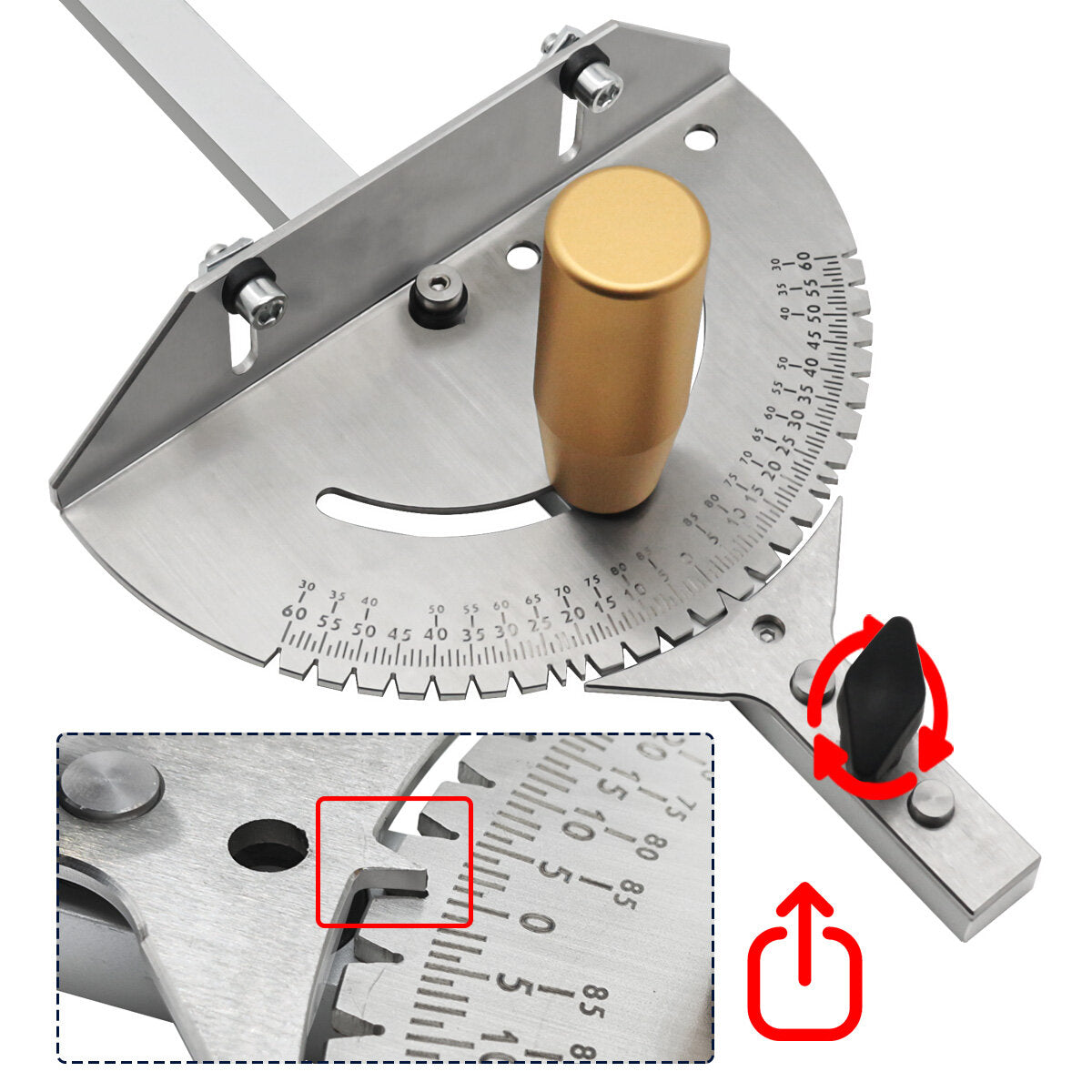 Universal Precision Miter Gauge for Table Saws - Compatible with Dewei 744/745, Haiwei, Steel Saws, 27 Angle Stops