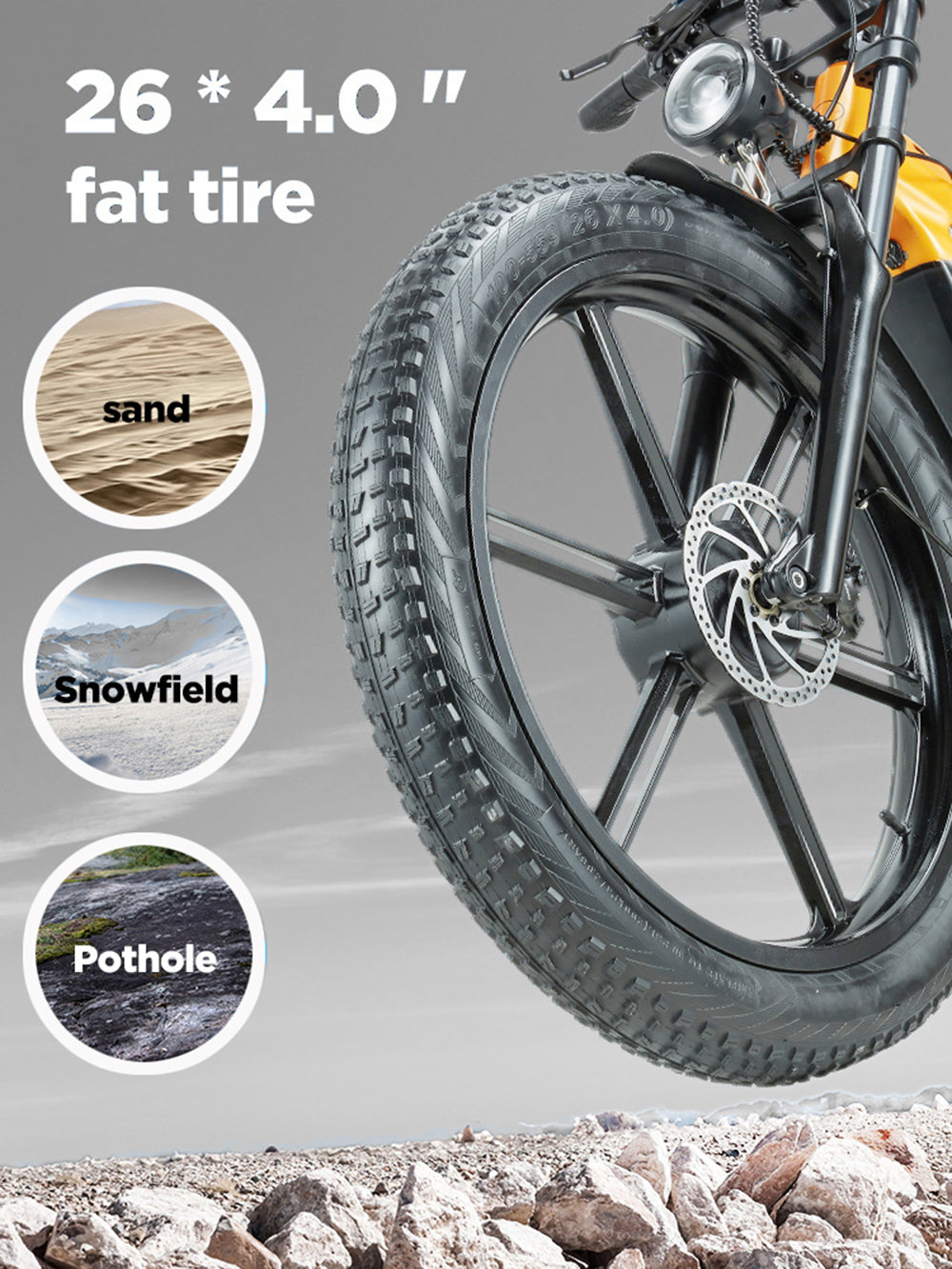 48V 20Ah 2*1000W Recommended Top Speed 25KM/H 26*4.0 Inch Electric Bike 40-90KM Max Range Max Load 200KG