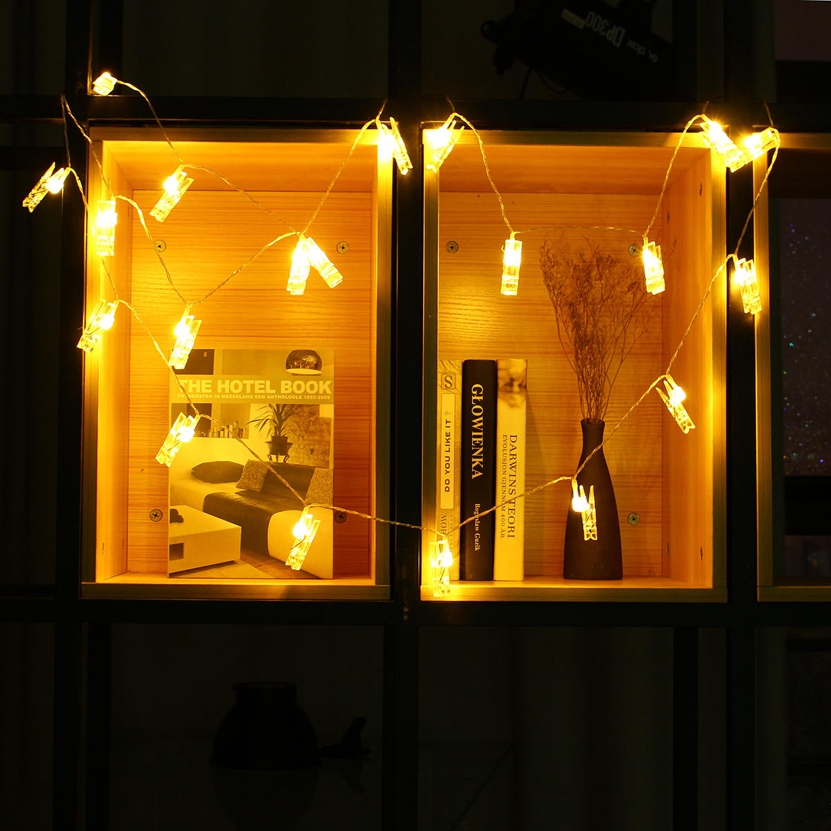 3M 20LED Holder Clip Fairy Sliver Wire String Light Battery Christmas Party Holiday Decor