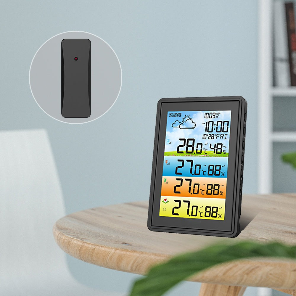 3 Sensors Weather Station Wireless Indoor Outdoor Thermometer with Alarm Clock / Calendar / Weather Forecast