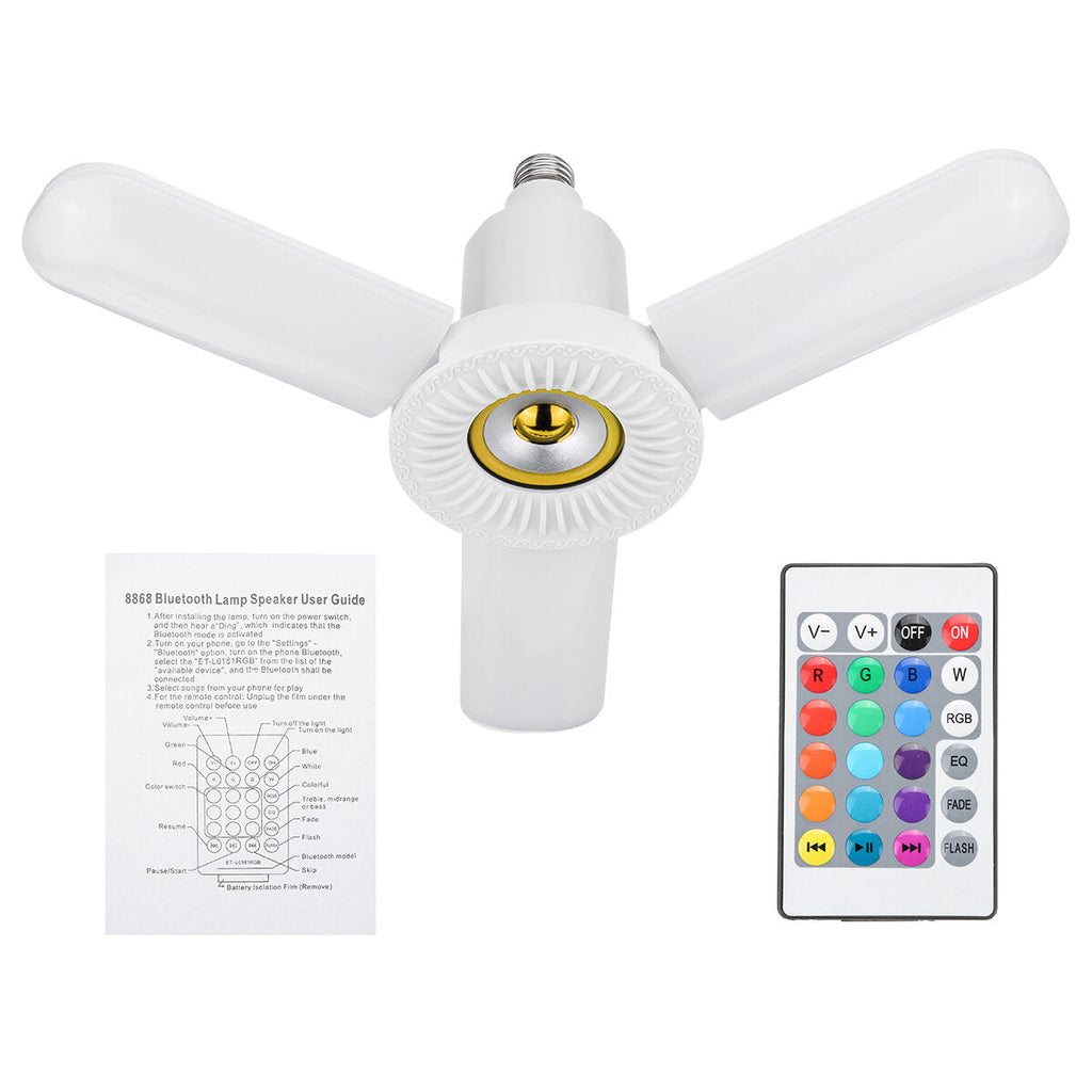 AC85-265V E27 36W LED Light with bluetooth Speaker Remote Control Color Change Lighting Folding Lights