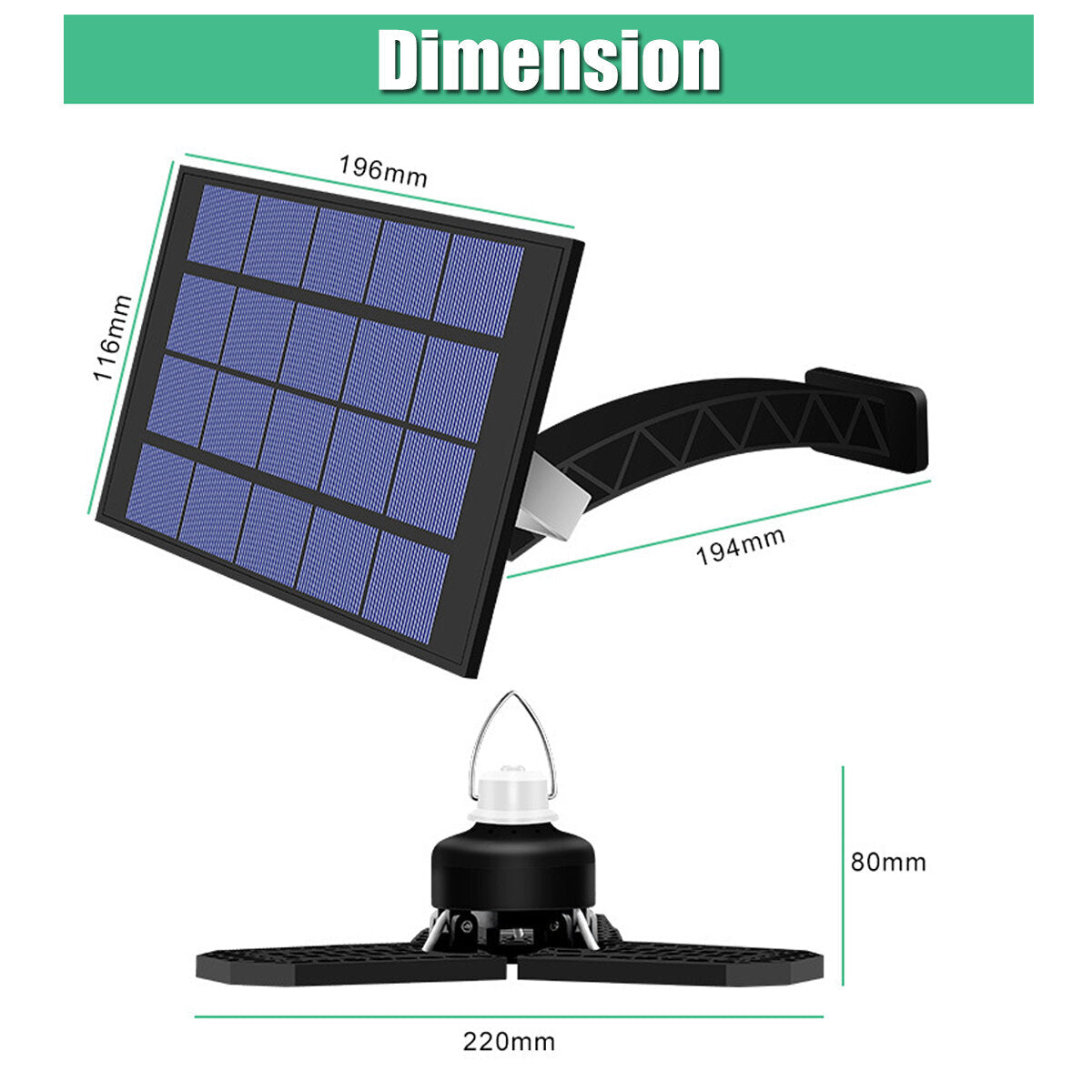 Solar Power Garage Light Deformable Outdoor Indoor Garden Ceiling Shed Shop Lamp