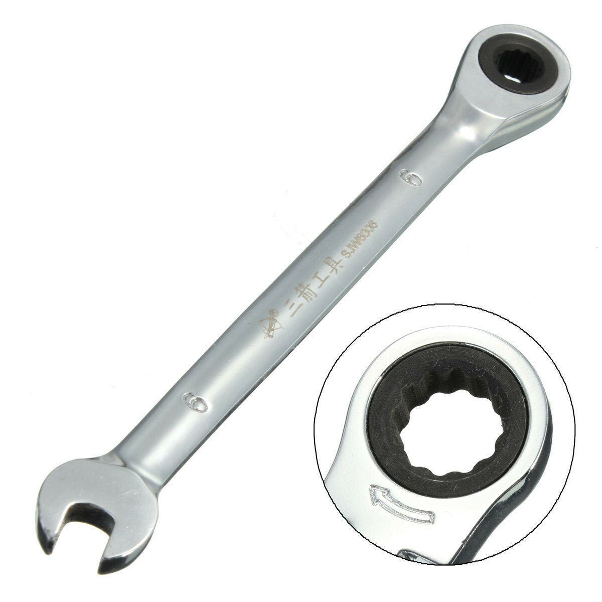 Flexible Pivoting Head Ratchet Combination Spanner Wrench Garage Metric Tool 6 Size