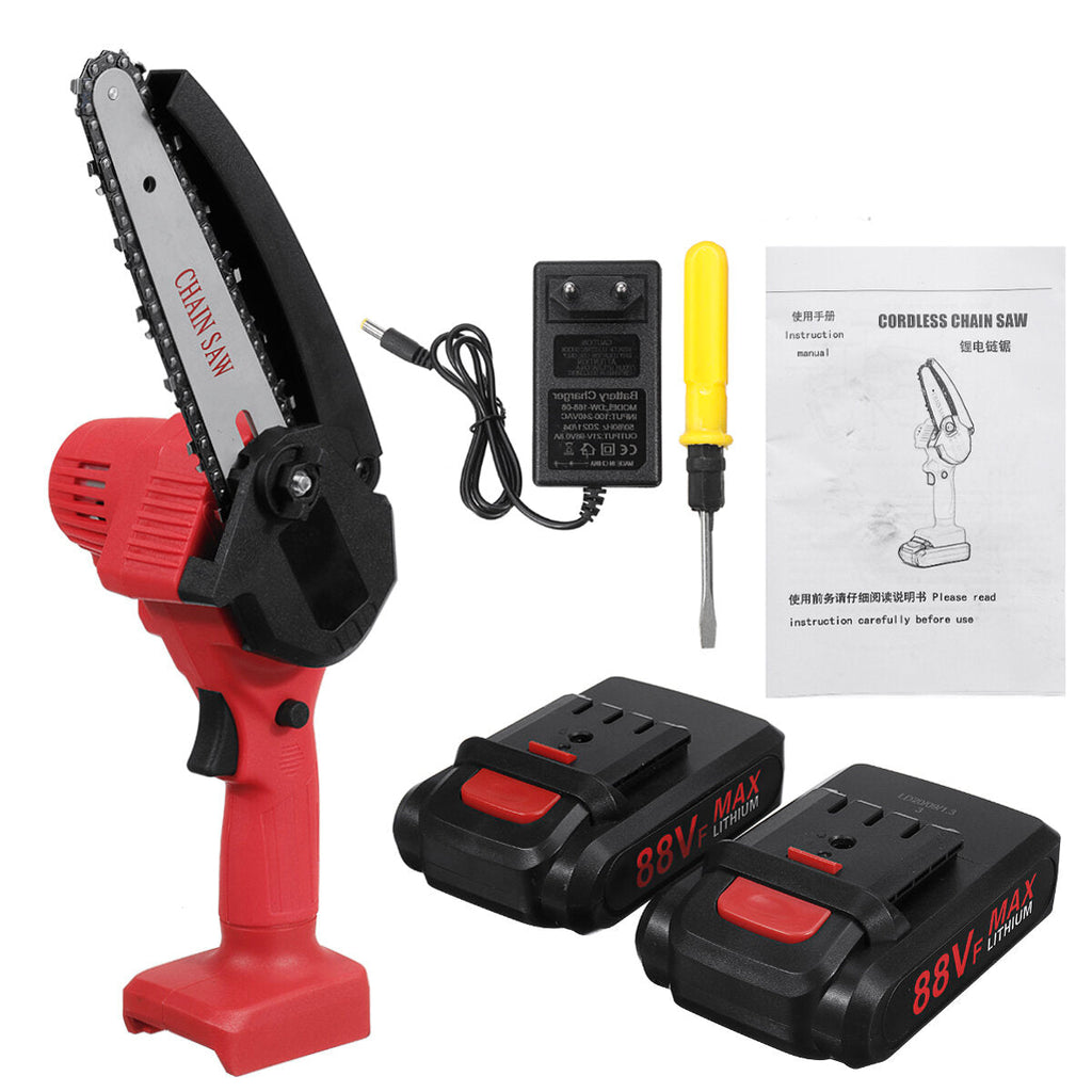 88VF 6 Inch Rechargable Digital Display Indicator Battery Chain Saw Wood Work Cutter Tool