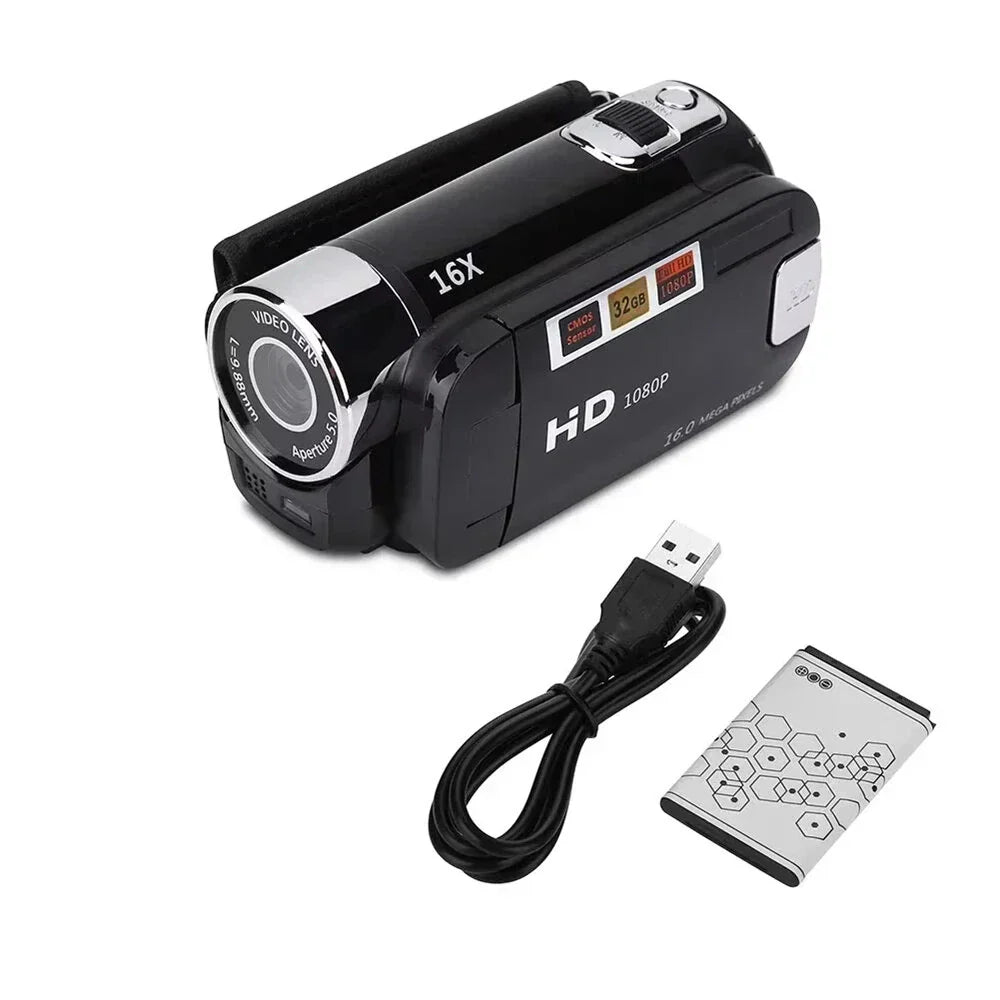 1080P Full HD Digital Camera with 2.7" Touch Screen, 270° Rotation, 16X Zoom & CMOS Sensor for Video Recording & Vlogging