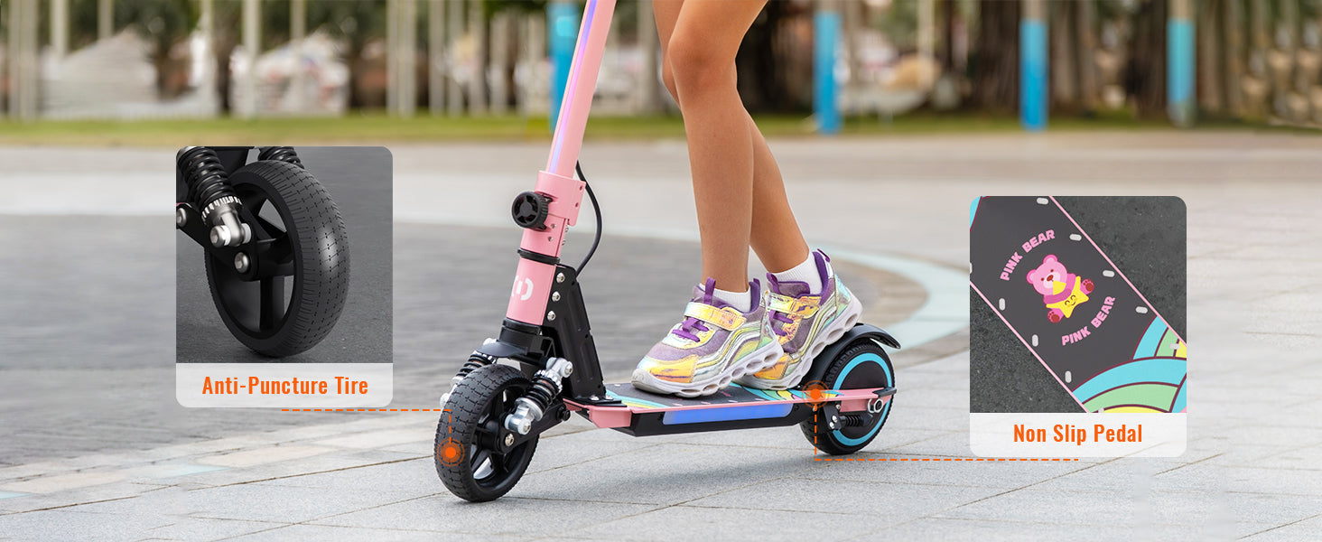 Kids Electric Scooter, 21.6V 2.5Ah, 130W Motor, Max Speed 14KM/H, 6.5in Folding Electric Scooter, 5-8KM Range, Max Load 70Kg Children Electric Scooter