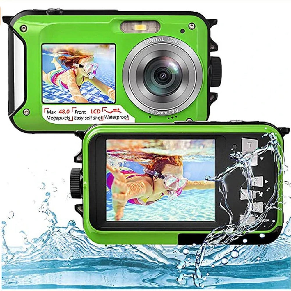 HD368 2.7K 48MP Full HD Underwater Digital Camera 10FT Waterproof Dual Screen 16X Digital Zoom for Snorkelling Swimming