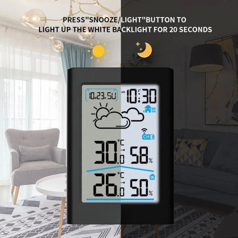 LCD Digital Smart Wireless Weather Station In/Outdoor Thermometer Hygrometer Remote Sensor Alarm Time Clock Weather Forecast