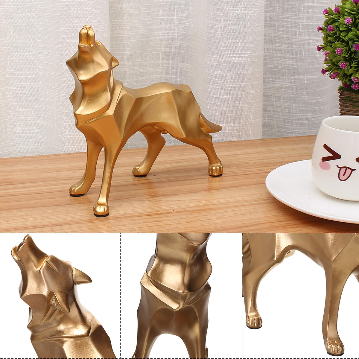 Modern Abstract Art Wolf Statue Resin Geometric Resin Model Gift Decorations