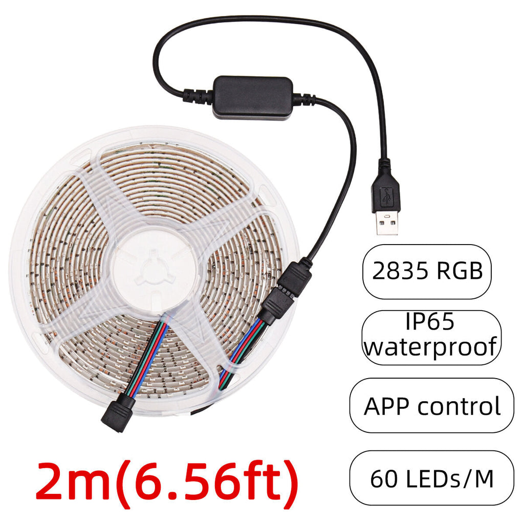 1-5M USB LED Lights Strip 2835 RGB APP Control IP65 Waterproof TV Back Light Waterproof