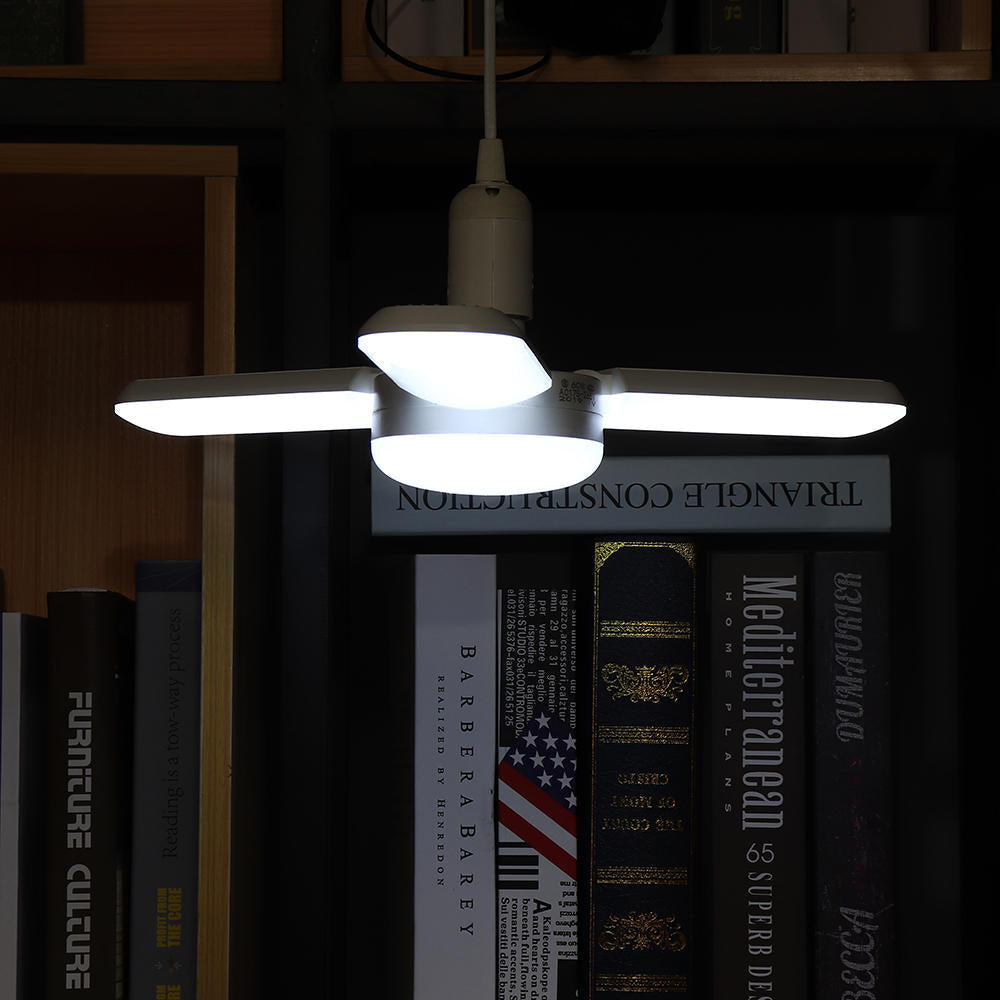 E27 40W 3+1 2835 SMD Foldable Fan Blade LED Pendant Light Bulb Angle Adjustable Garage Lamp AC110-265V