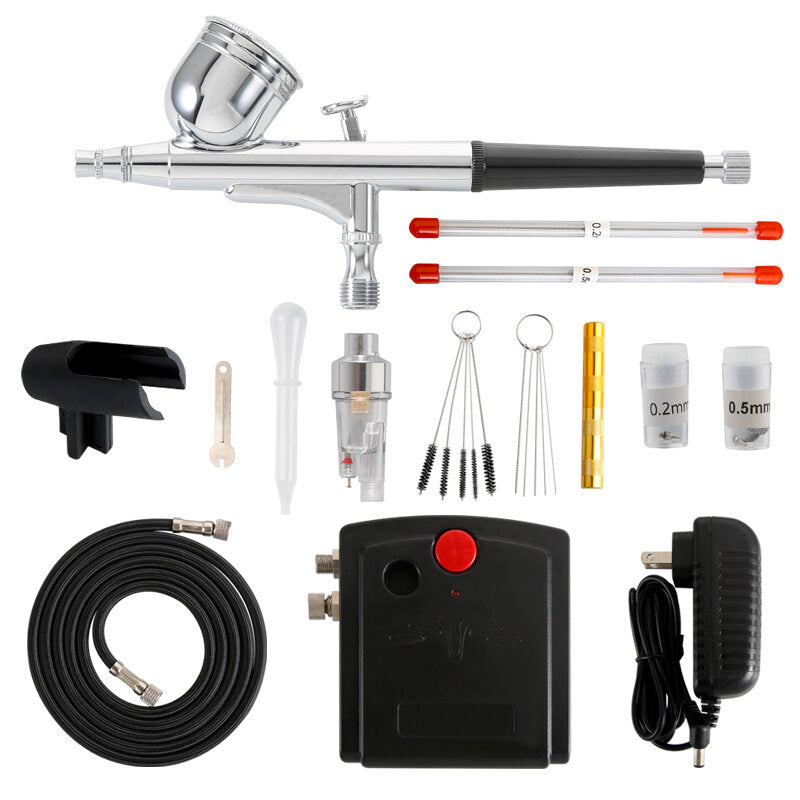 Mini Air Pump Airbrush Set with Compressor 0.3mm Sprayer Airbrush Kit for Nail Airbrush for Model/Cake/Car Painting