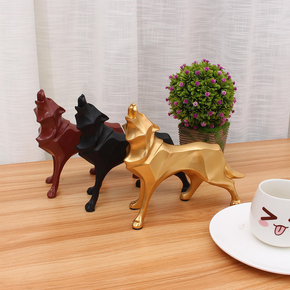 Modern Abstract Art Wolf Statue Resin Geometric Resin Model Gift Decorations