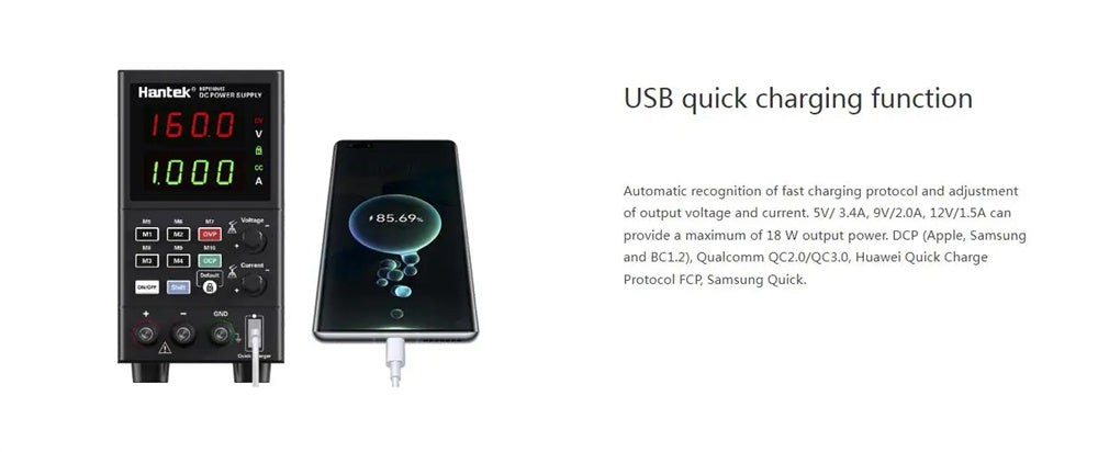 Adjustable DC Bench Power Supply, 0-160V/0-8A, Four-Digit Display, USB Charging & Safety Protection for Electronics Repair