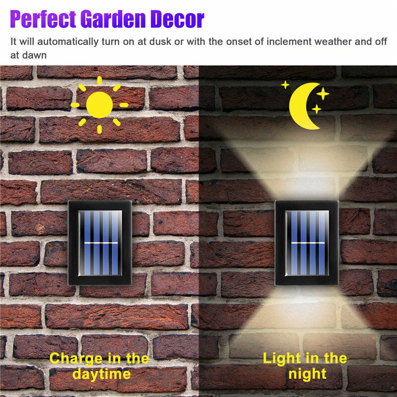 2Pcs Solar LED Wall Light Outdoor Deck Path Garden Patio Pathway Stairs Fence Lamp
