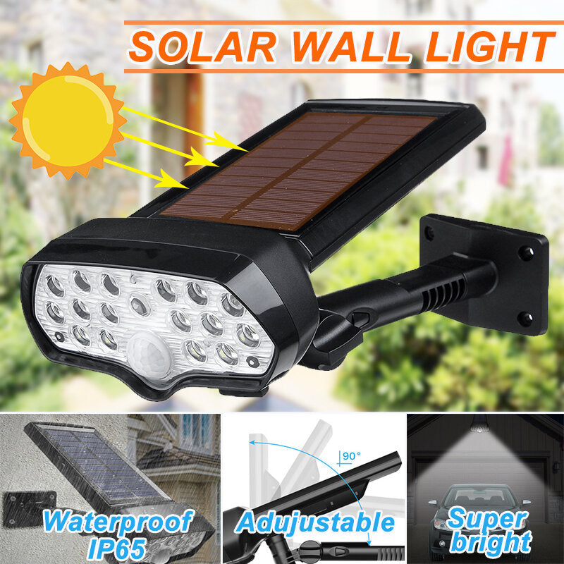30W 16LED Solar Panel Street Light PIR Motion Sensor 360 Diming Outdoor Wall Lamp for Garden Road Pathway
