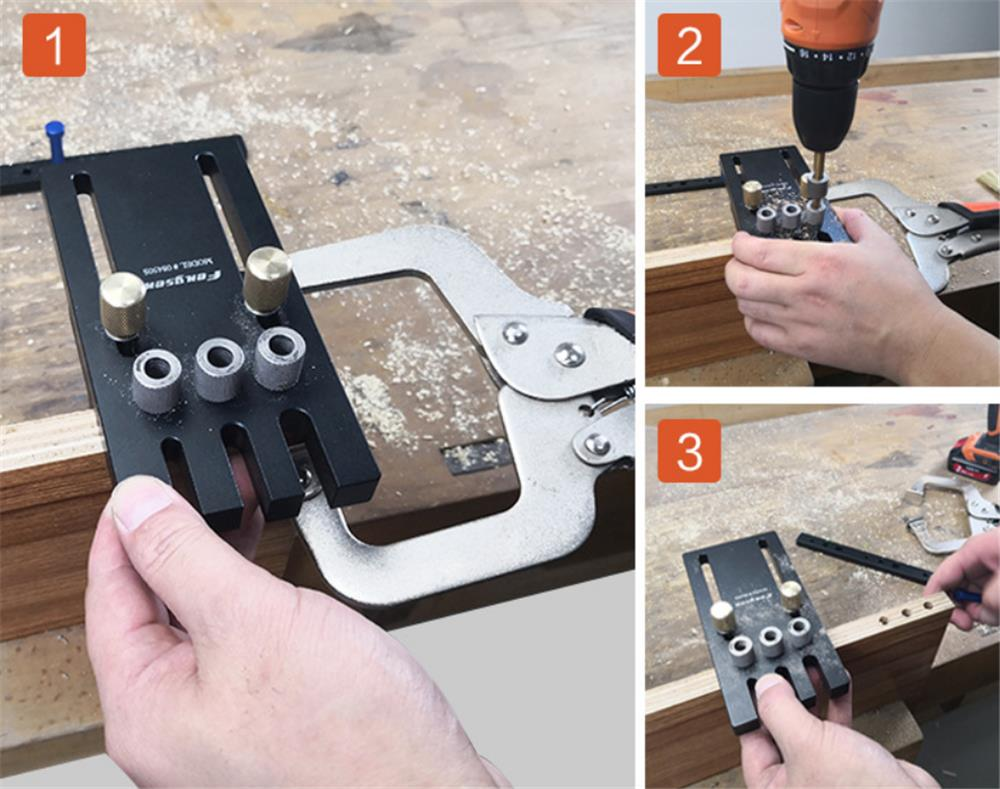 Jig Set Aluminium Alloy 3 In 1 Woodworking Dowel Drilling Position Jig Drilling Guide Kit