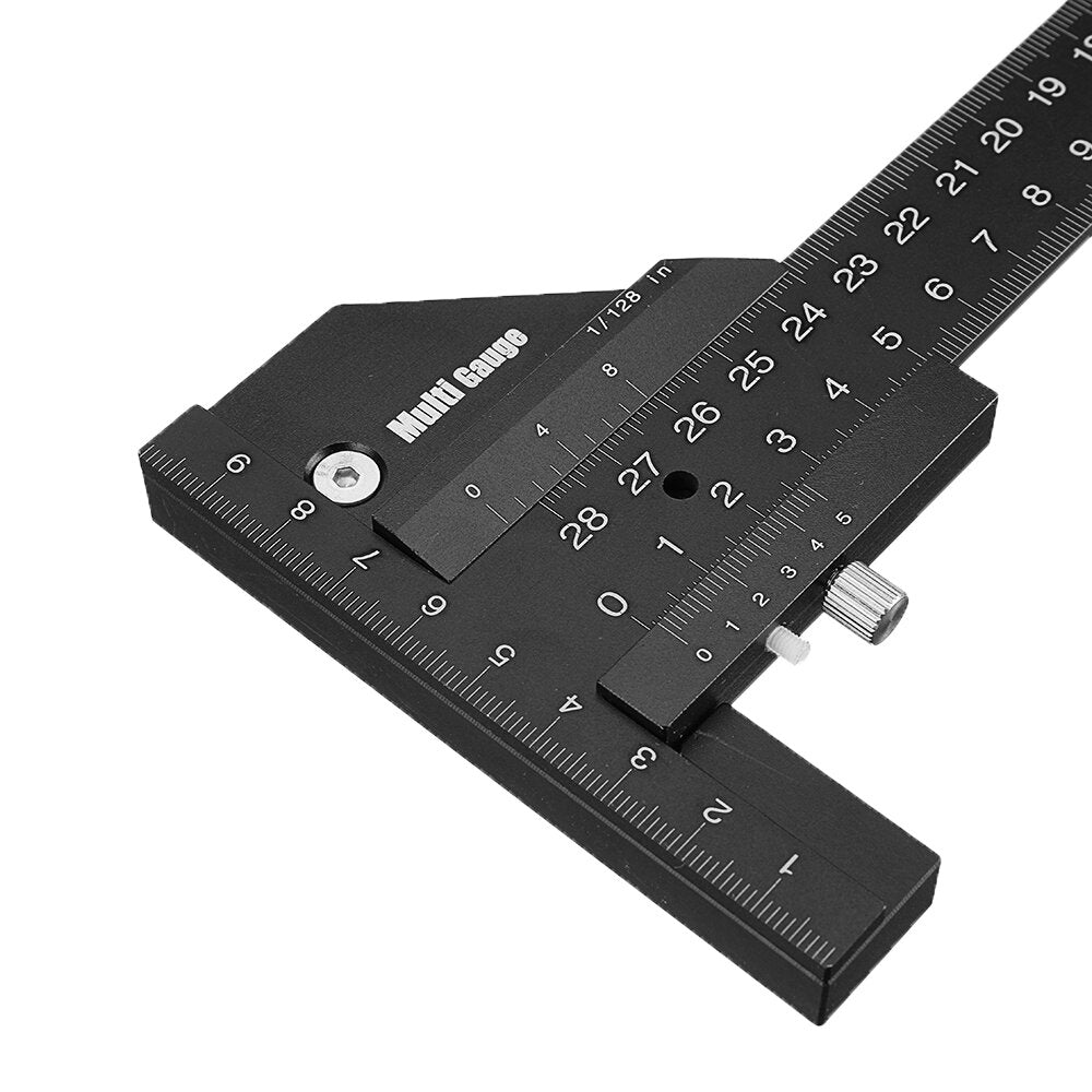 Multifunctional Woodworking Scriber Gauge - Aluminum Steel Measuring Tool for Carpentry, 11" with Inch & MM Scale