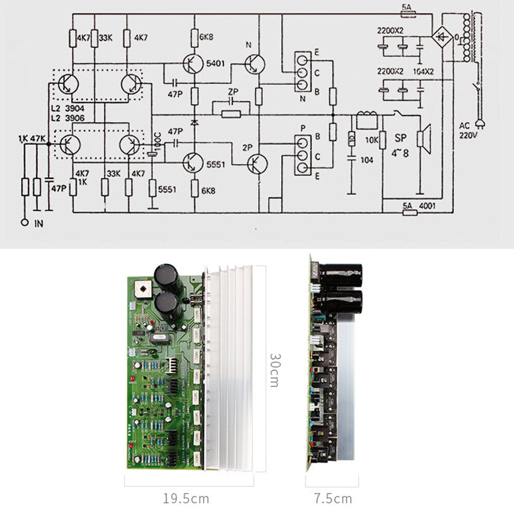 600W+600W Daul AC22V~28V SK600 Stereo Two-channel Hi-Fi Stage-level High-power Amplifier Board 2.0