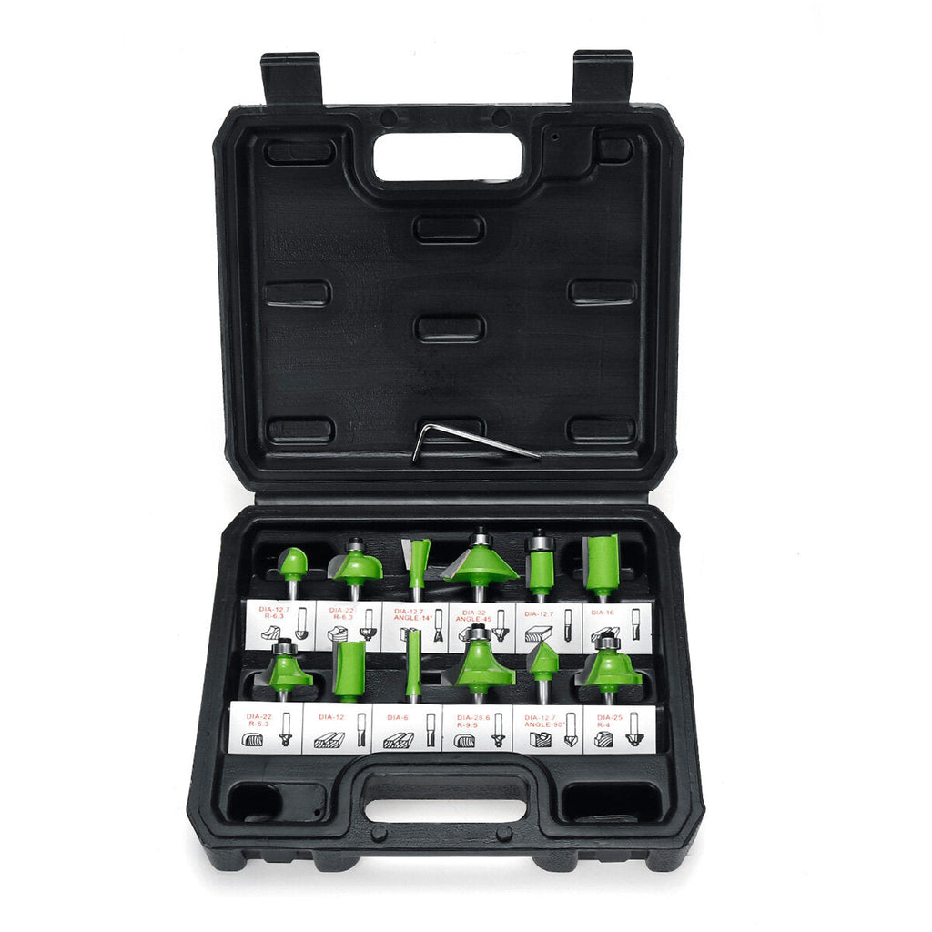 12pcs 1/4 Inch Shank Router Bits Set Carbide Woodworking Tools for Home Improvement and DIY