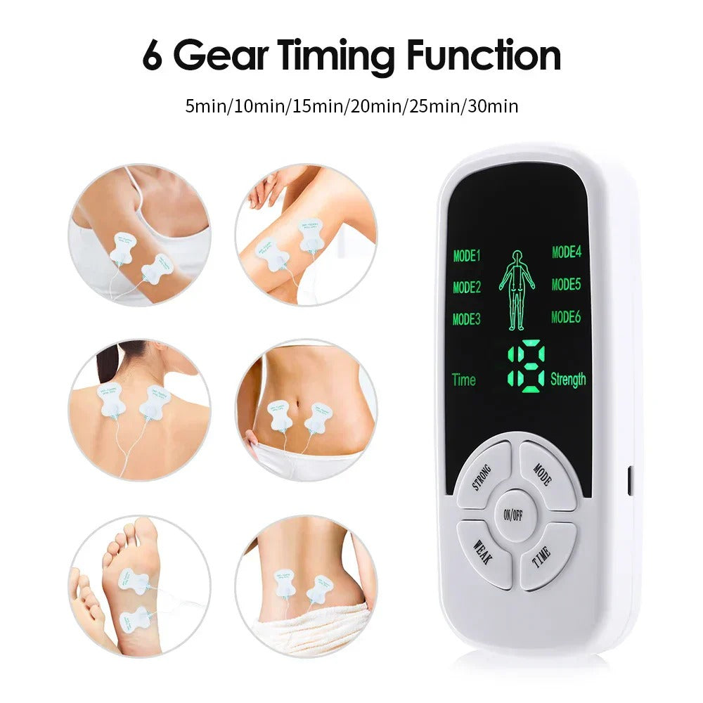 Portable Micro-Current Body Massager with 6 Modes, Adjustable Intensity, LCD Screen, Ideal for Travel and Relaxation