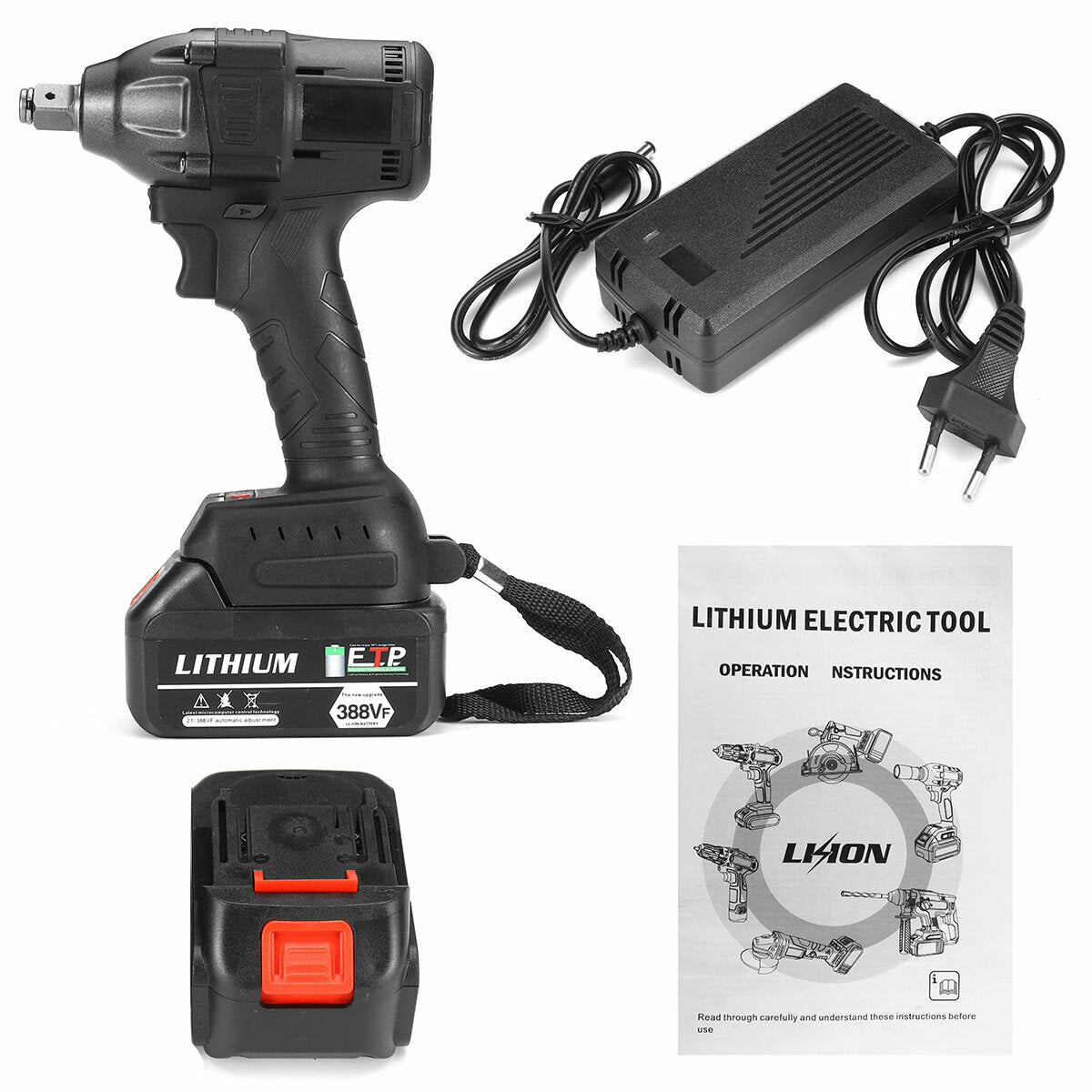 388VF 22890mAh Brushless Electric Wrench Cordless Impact Wrench Drill For 18V Makit Battery
