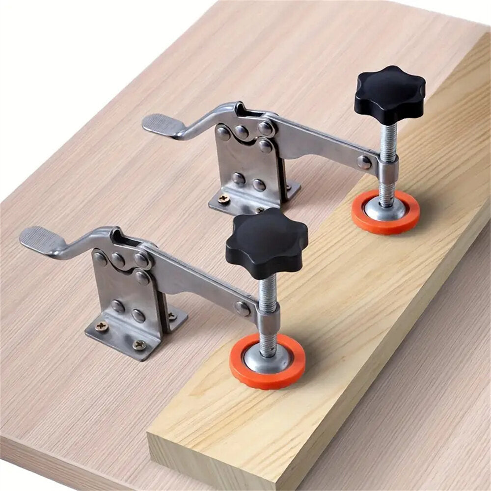 Quick-Release Horizontal Toggle Clamp, 0-35mm Adjustable, Durable Stainless Steel, Anti-Slip Handle for Woodworking