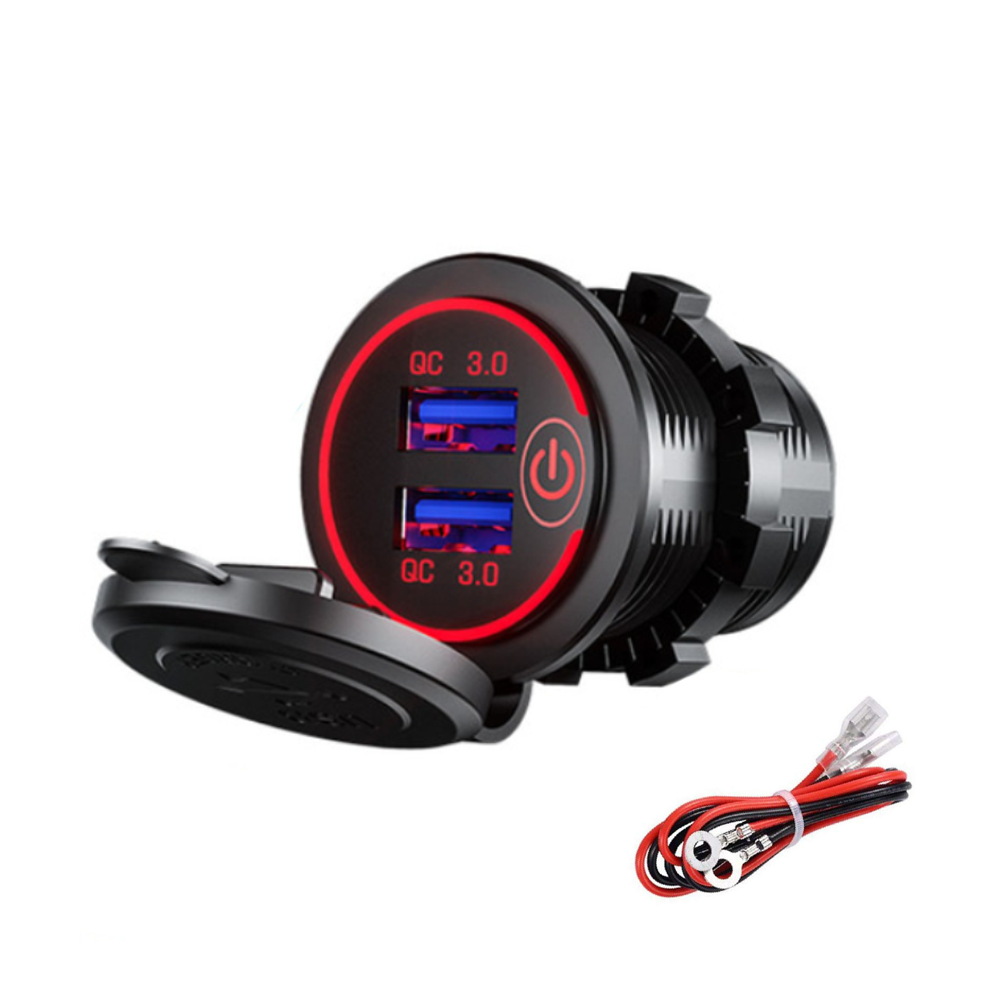 12-24V Touch Switch Fast Charger Socket Voltmeter Dual USB LED Digital Display Voltage