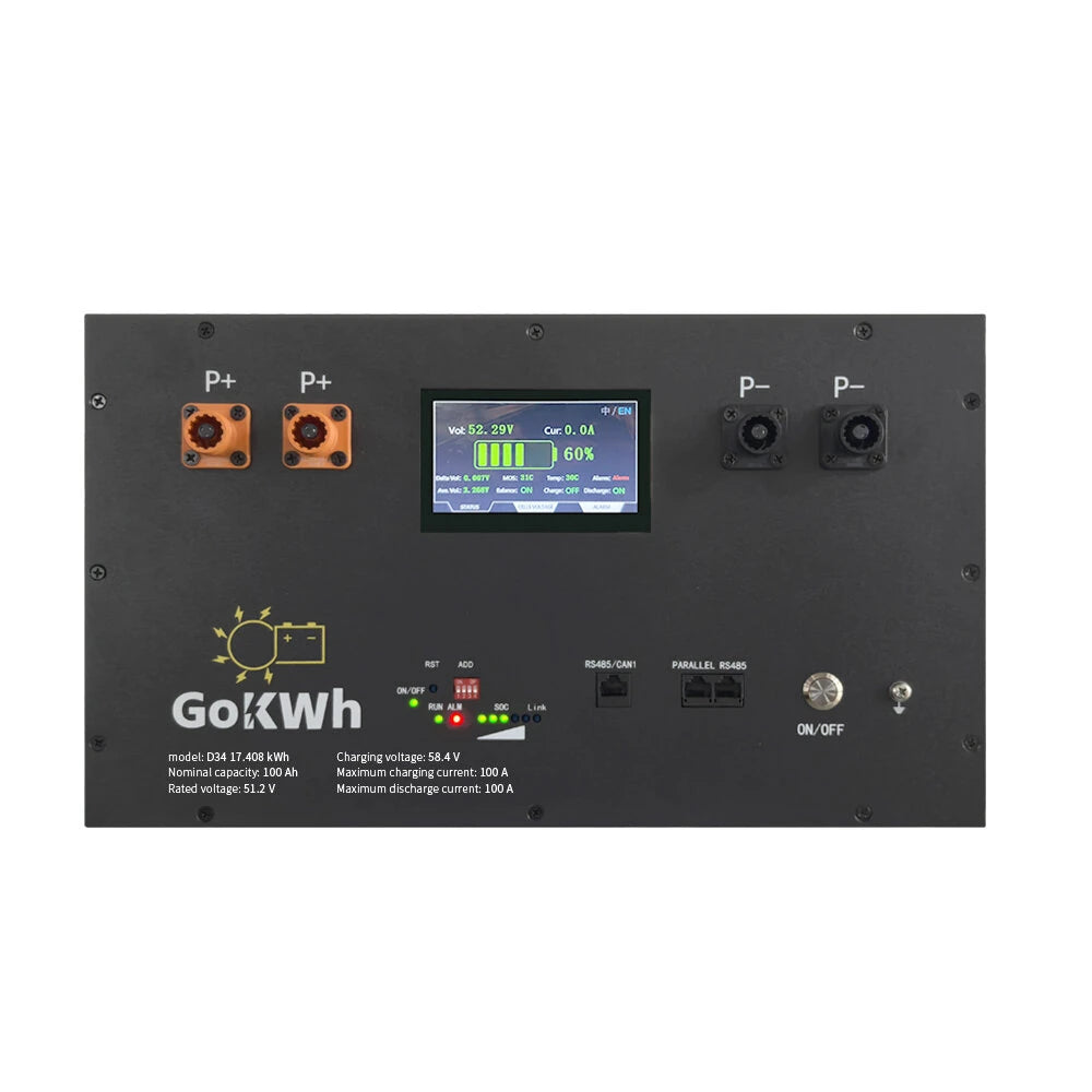 51.2V 340Ah LiFePO4 Lithium Battery Pack Energy Storage Box with Touch LCD Screen