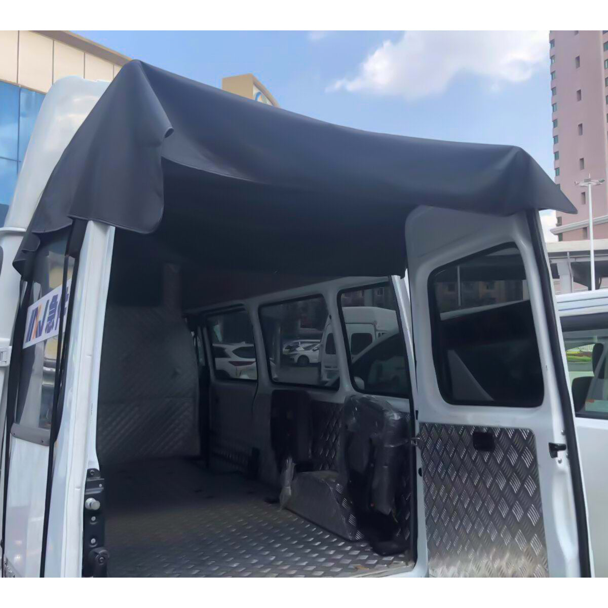 Rear Barn Door Awning Cover Car Sunshade Covers Black Fits For Ford Transit Custom 2013 Onwards