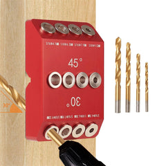 Aluminum Drill Guide for Cable Railing - 30°, 45°, 90° Angles, Multi-size Holes, Includes Titanium Drill Bits, Portable