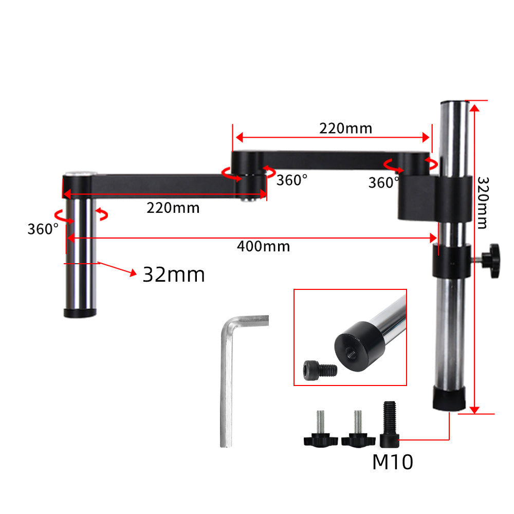 Trinocular Microscope with 360° Swivel Arm for Mobile Phone Repair and Circuit Board Soldering 2K High Definition Camera Included