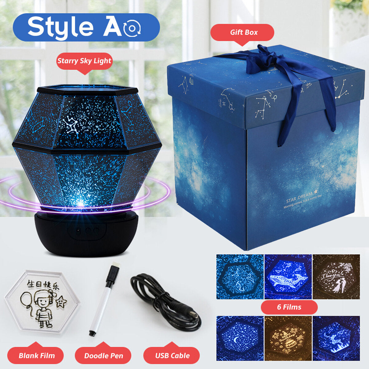 3 Styles Colorful Starry Sky Light LED Projector Music Romantic Lamp Night Light