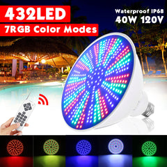 423LED 40W Color Change LED Swimming Pool Light Underwater Light RGB Remote Control Fixture Light Bulb Pentair Hayward